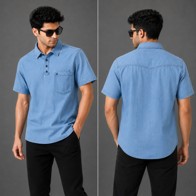 premium denim half sleeves shirts