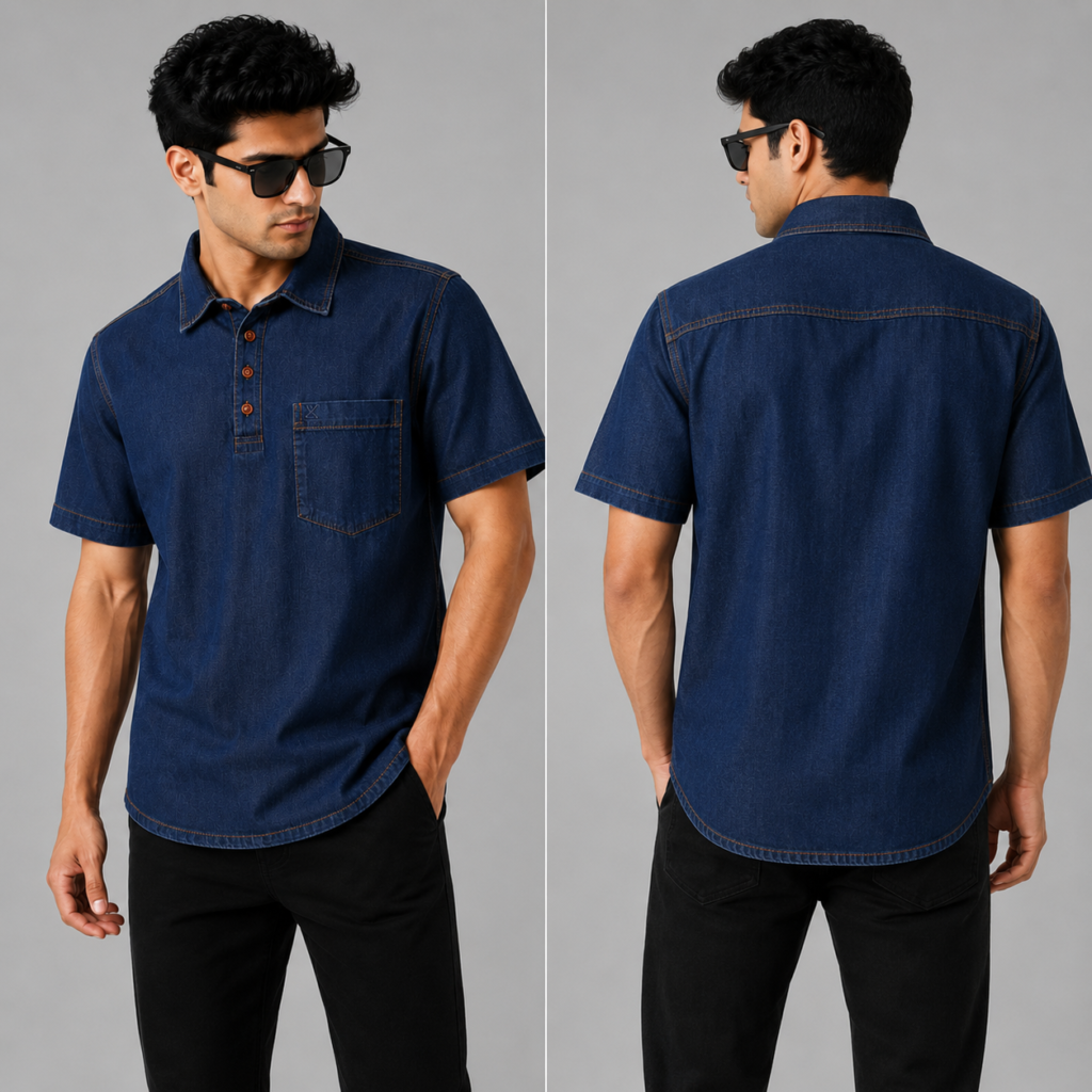 premium denim half sleeves shirts