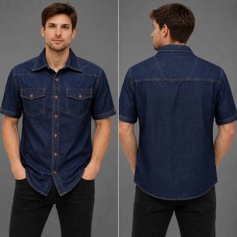 premium denim half sleeves shirts